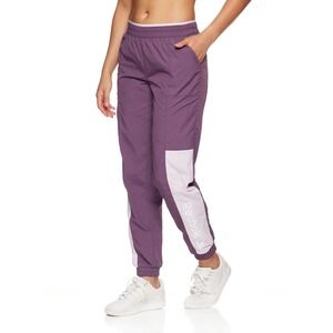 Reebok Womens Purple Colorblock Nylon Mesh‎ Lined Track Pants Joggers XL